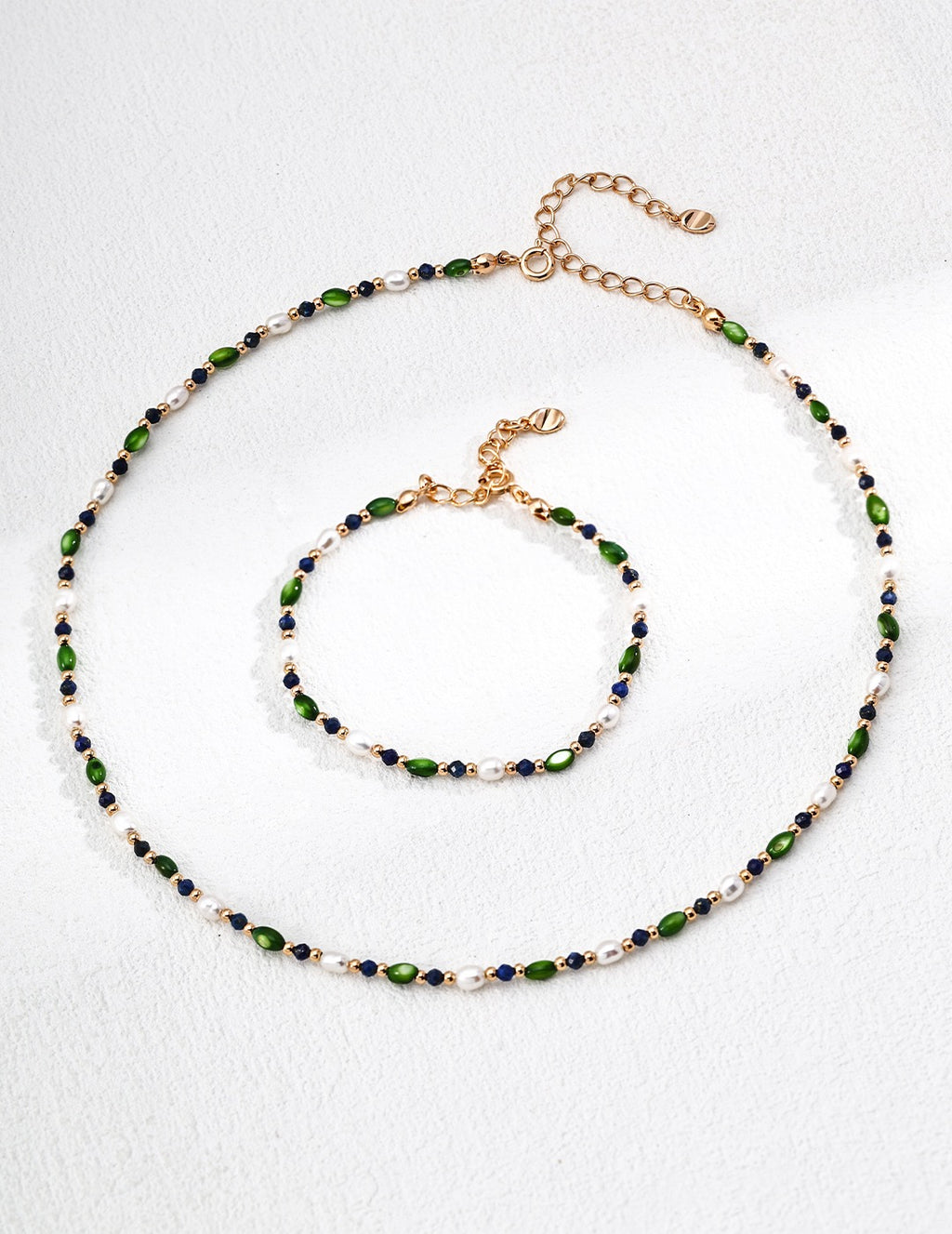 Olive Shell Lapis & Rice Pearl Bracelet