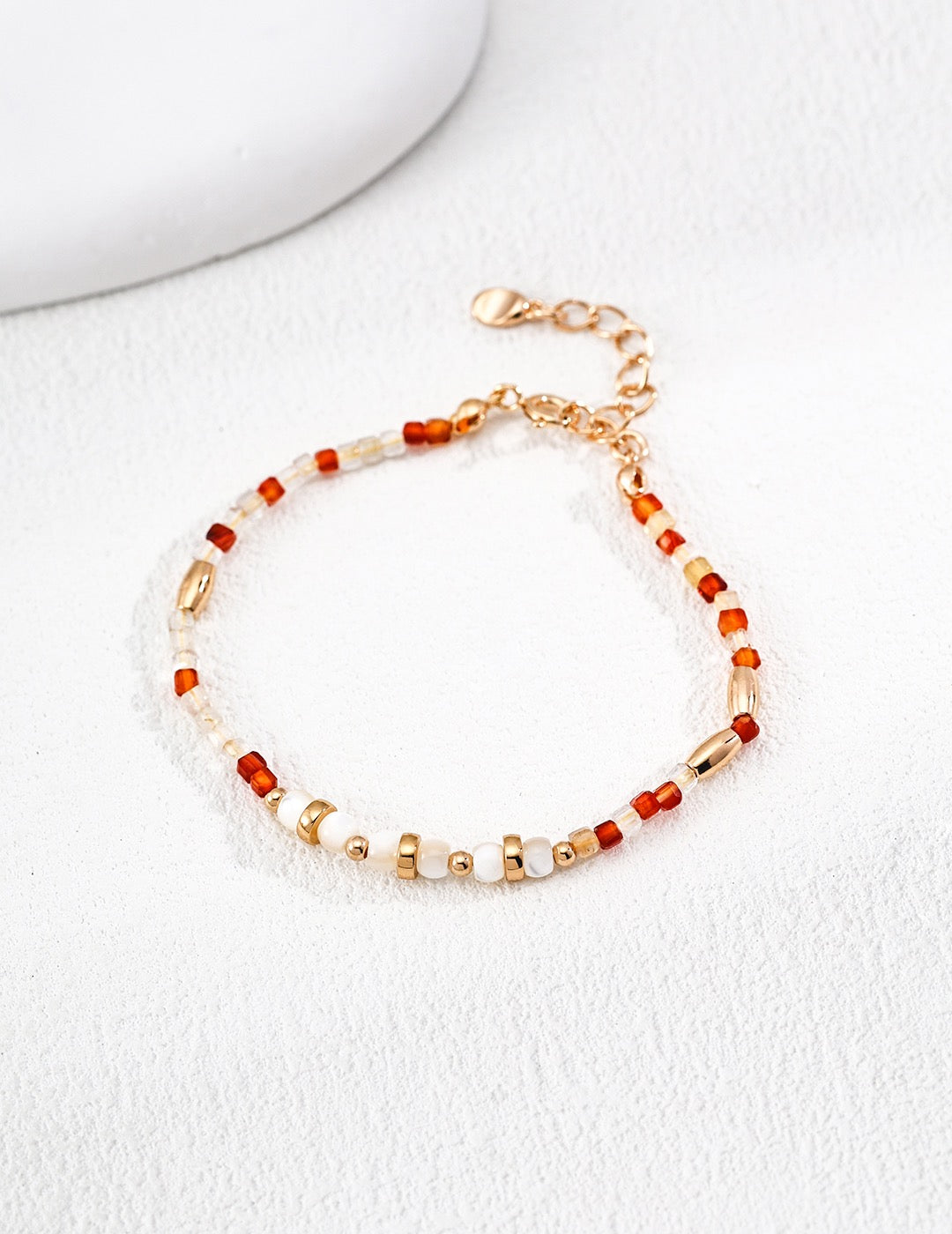 Braise Agate & Nacre Beaded Bracelet