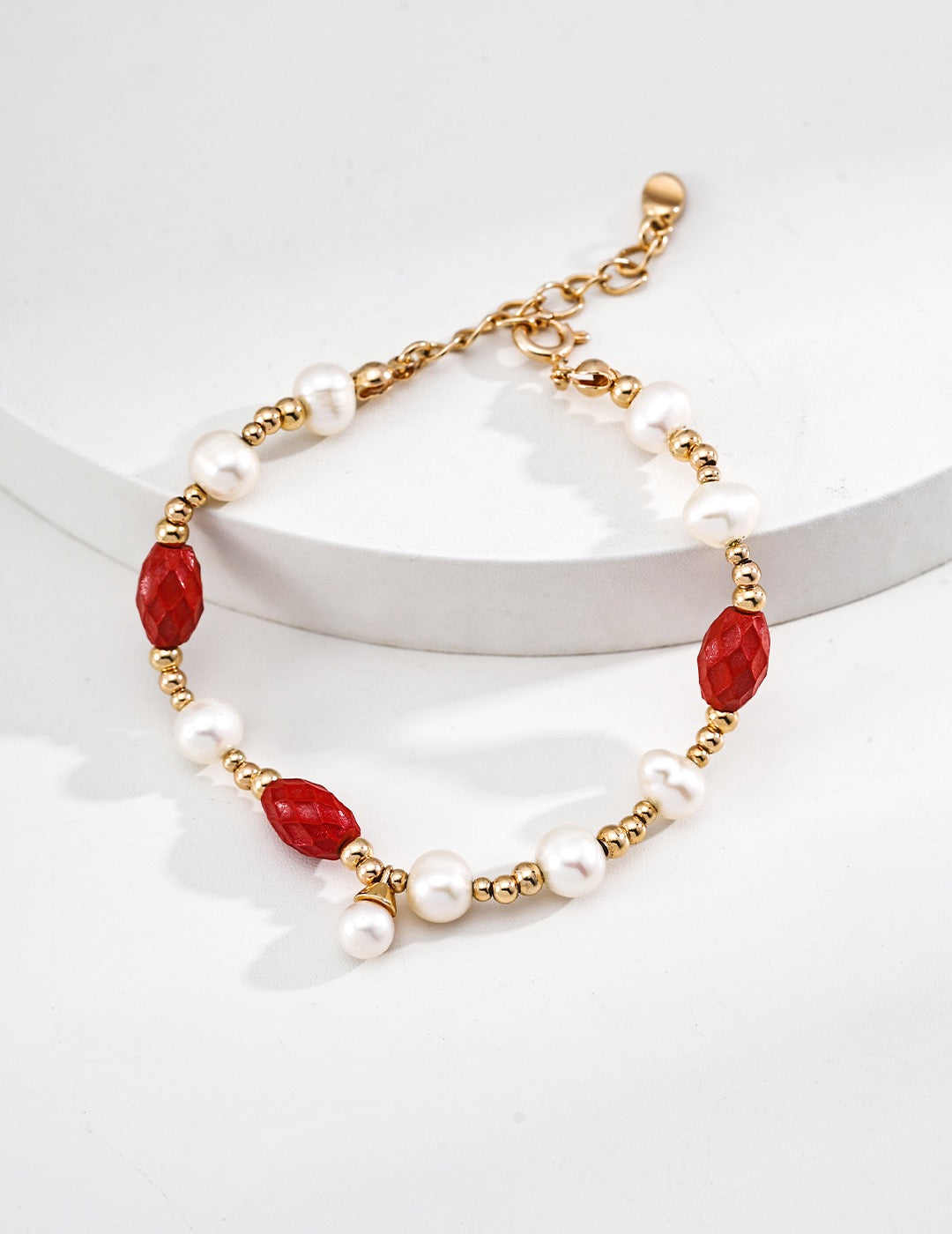 Cinnabar & Pearl Bracelet