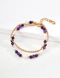 Amethyst Pearl Lumière Double Bracelet