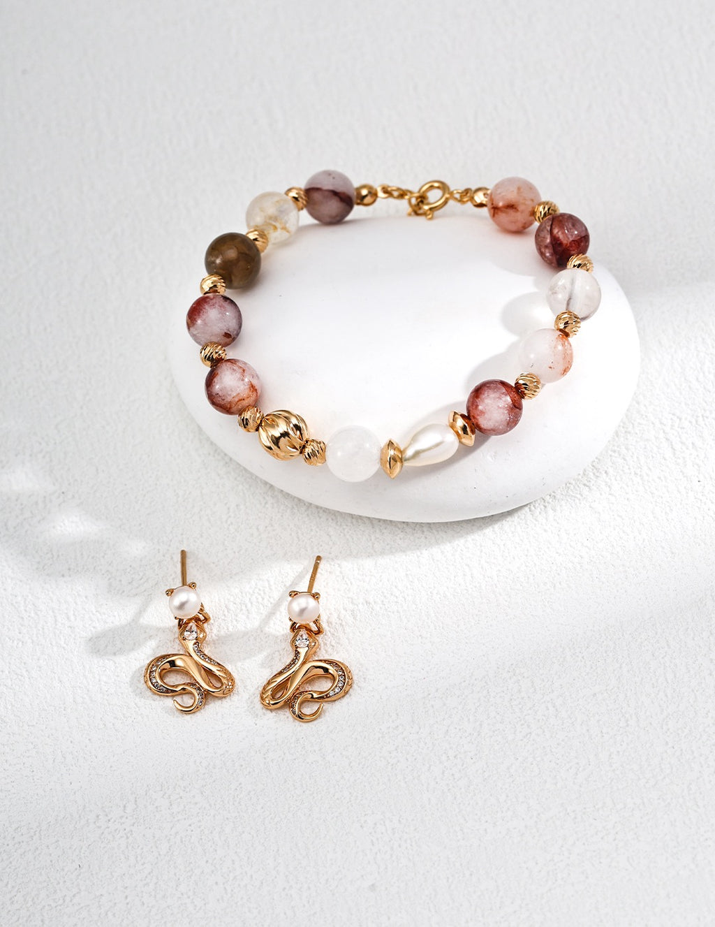 Fire Quartz & Pearl Soleil Bracelet