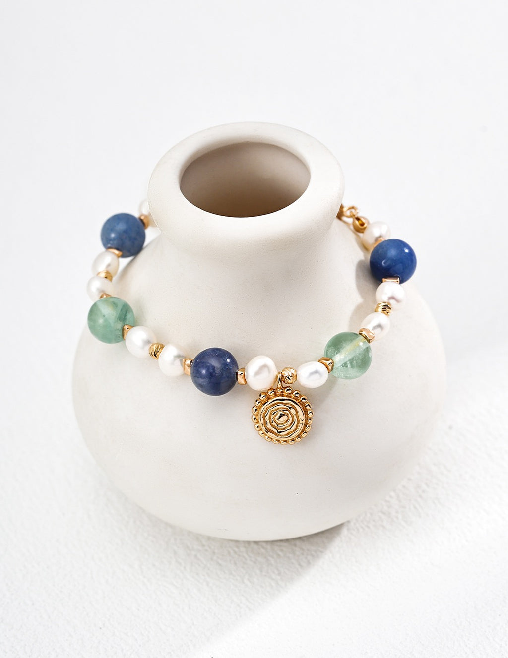 Fluorite & Aventurine Spirale Bracelet