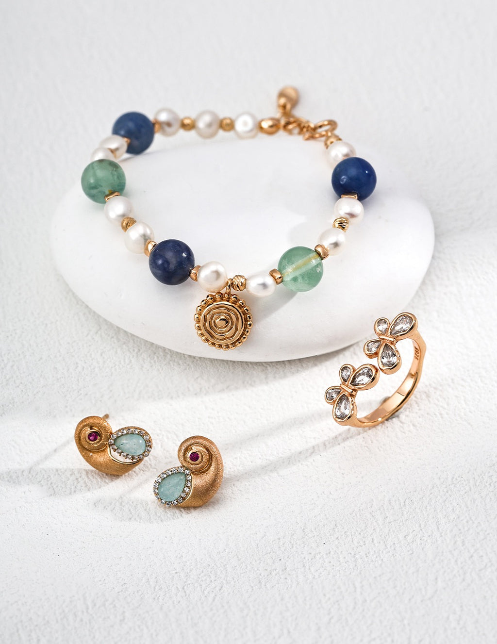Fluorite & Aventurine Spirale Bracelet