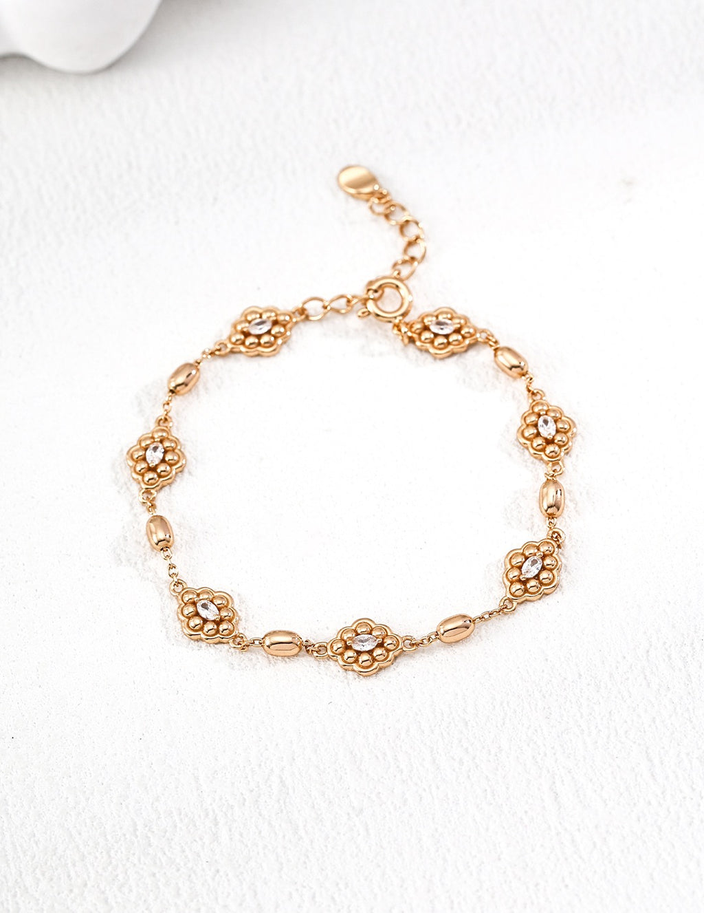CZ Fleurette Station Chain Bracelet