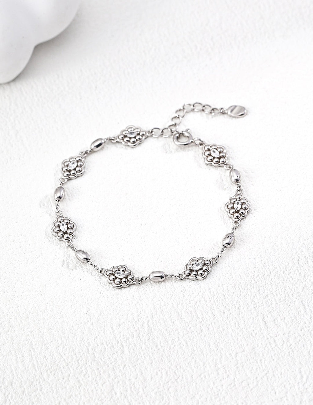 CZ Fleurette Station Chain Bracelet