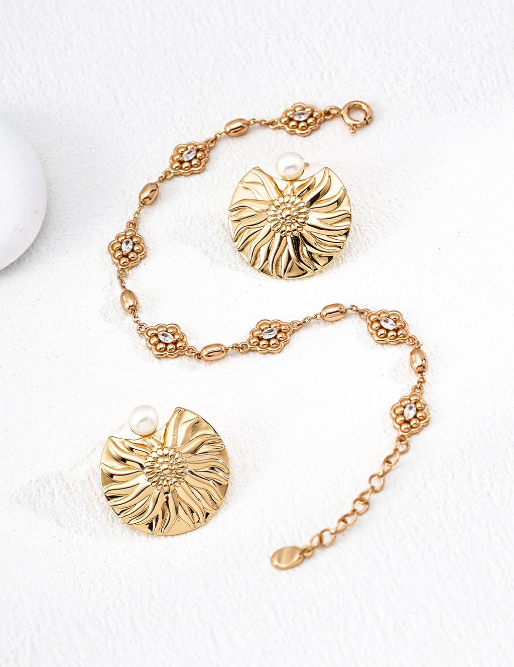 CZ Fleurette Station Chain Bracelet
