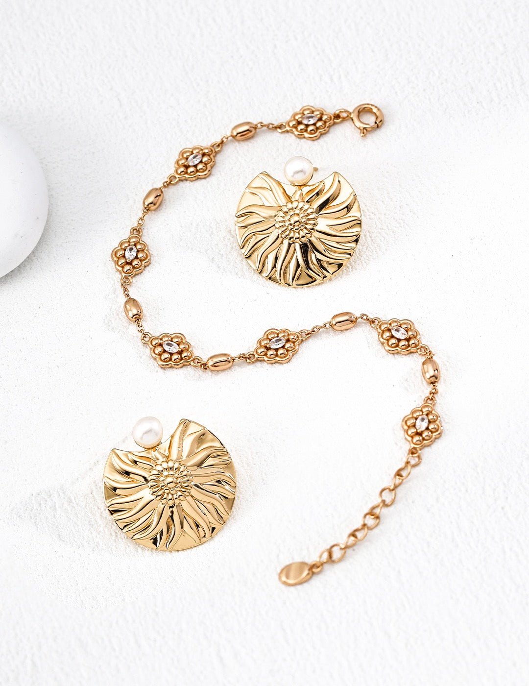 CZ Fleurette Station Chain Bracelet