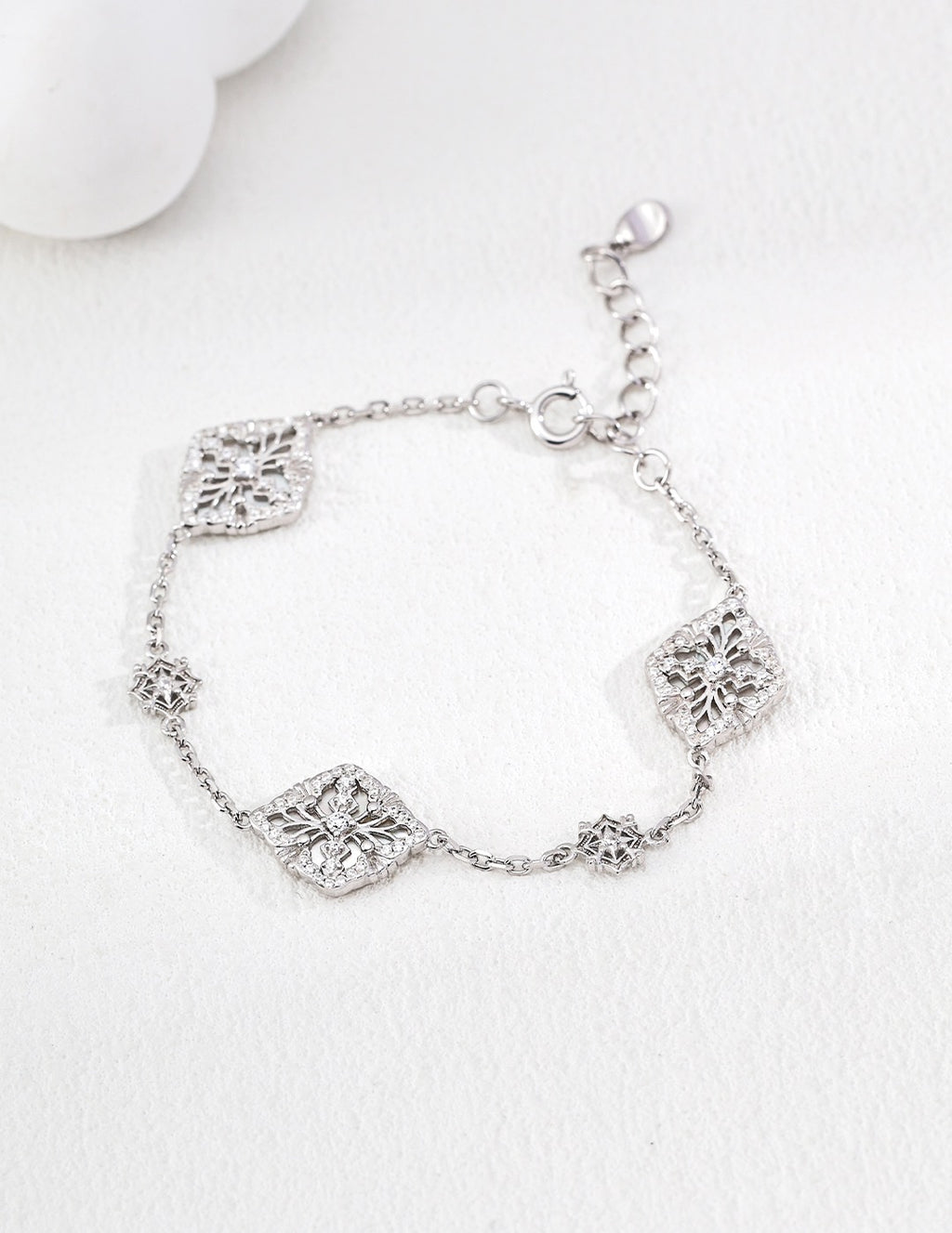 CZ Filigree Arabesque Station Bracelet