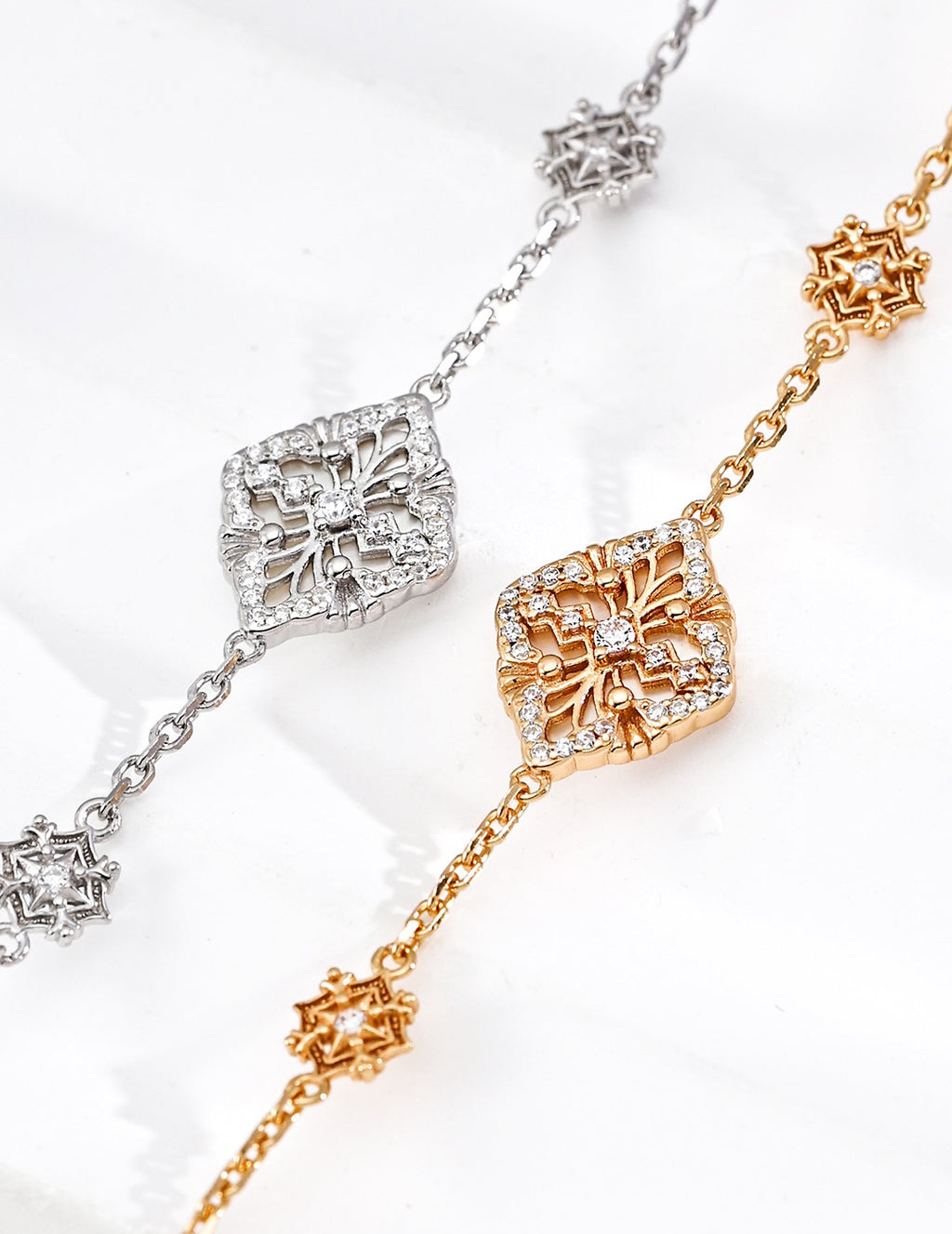 CZ Filigree Arabesque Station Bracelet