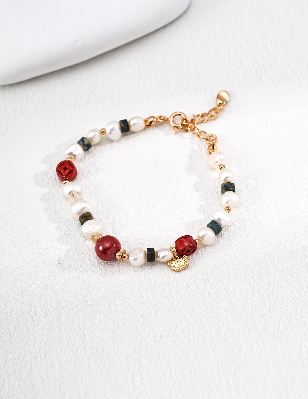 Cinnabar & Moss Agate Laque Rouge Bracelet