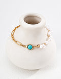 Turquoise & Pearl Figaro Demi-Lune Bracelet