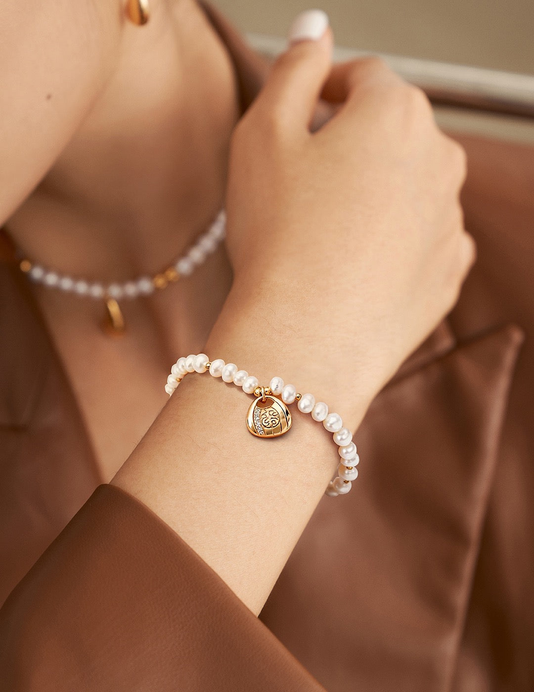 Pearl & CZ Lotus Lantern Charm Bracelet