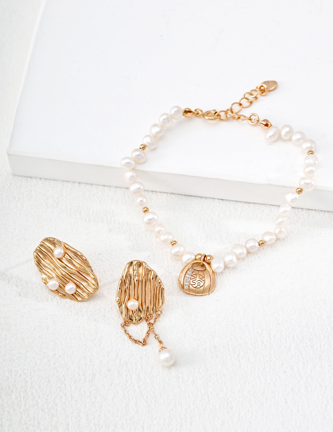 Pearl & CZ Lotus Lantern Charm Bracelet