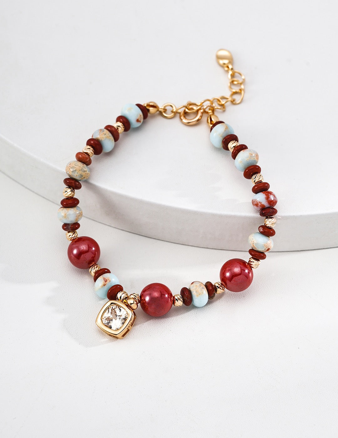 Shoushan Stone & Cinnabar Vermeil Céleste Bracelet