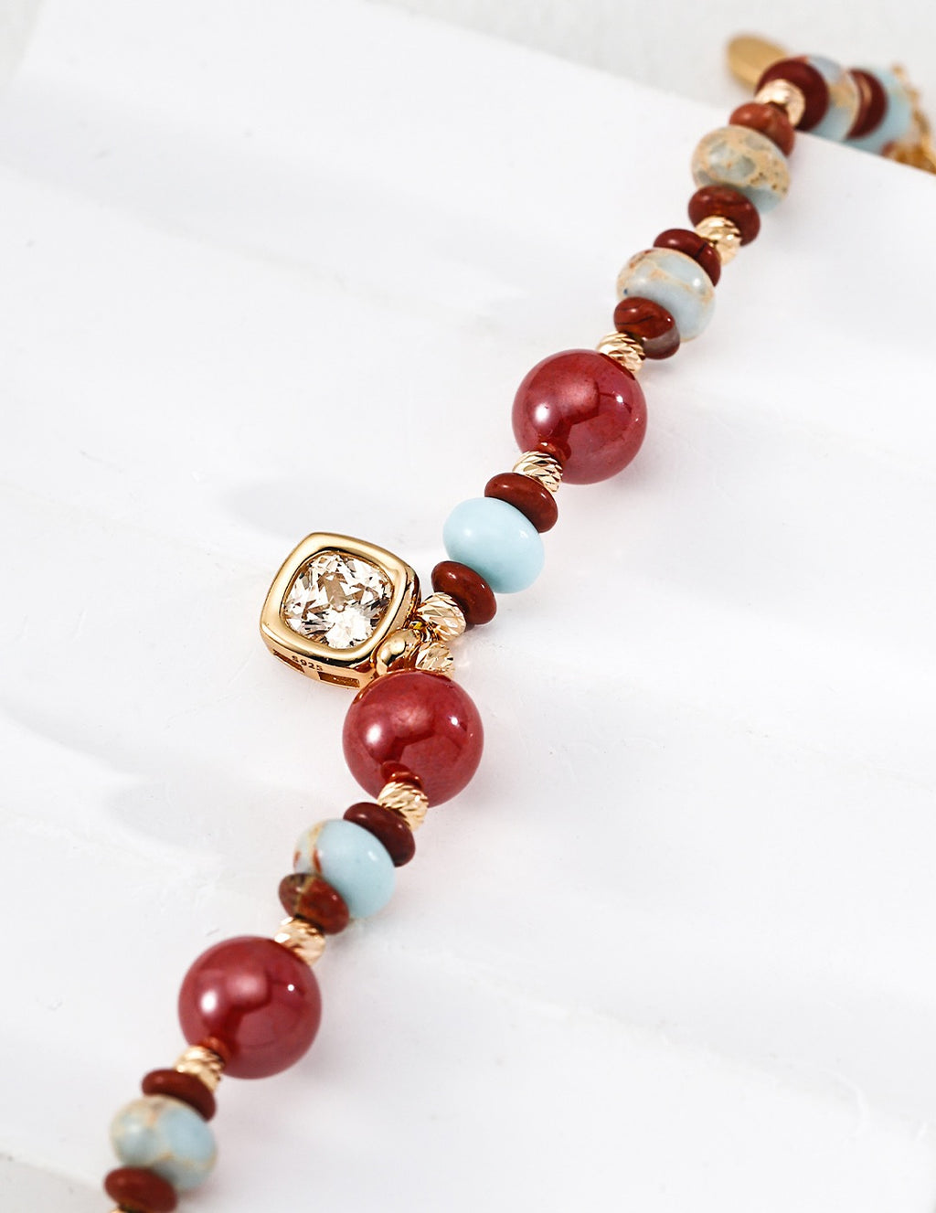 Shoushan Stone & Cinnabar Vermeil Céleste Bracelet