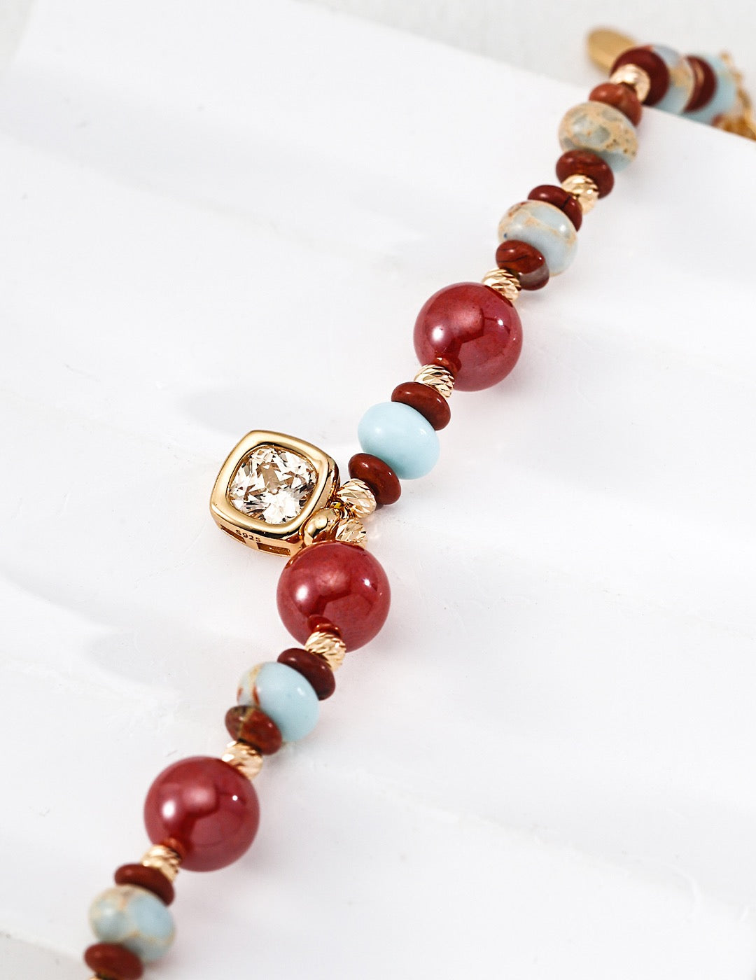 Shoushan Stone & Cinnabar Vermeil Céleste Bracelet