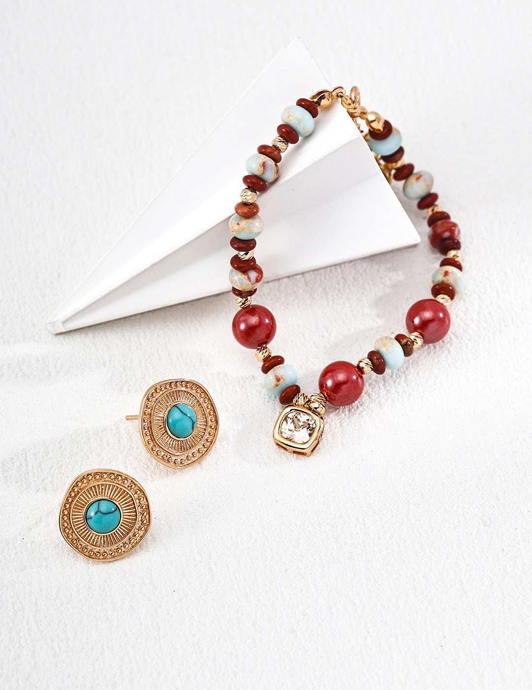 Shoushan Stone & Cinnabar Vermeil Céleste Bracelet