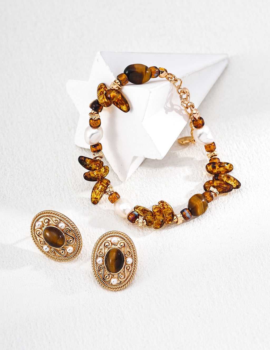 Tiger's Eye & Czech Glass Terre Fauve Bracelet