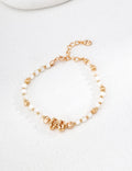 Nacre & Gold Nugget Blanc Glacé Bracelet