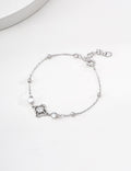 White Shell & CZ Quatrefoil Station Chain Bracelet