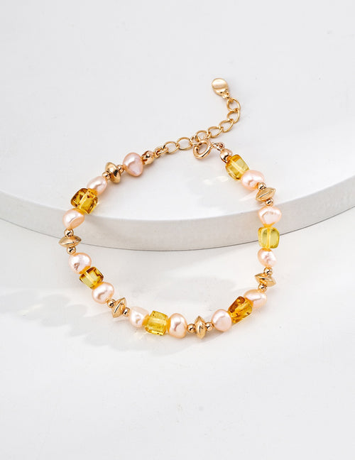 Amber & Champagne Pearl Soleil Doré Bracelet
