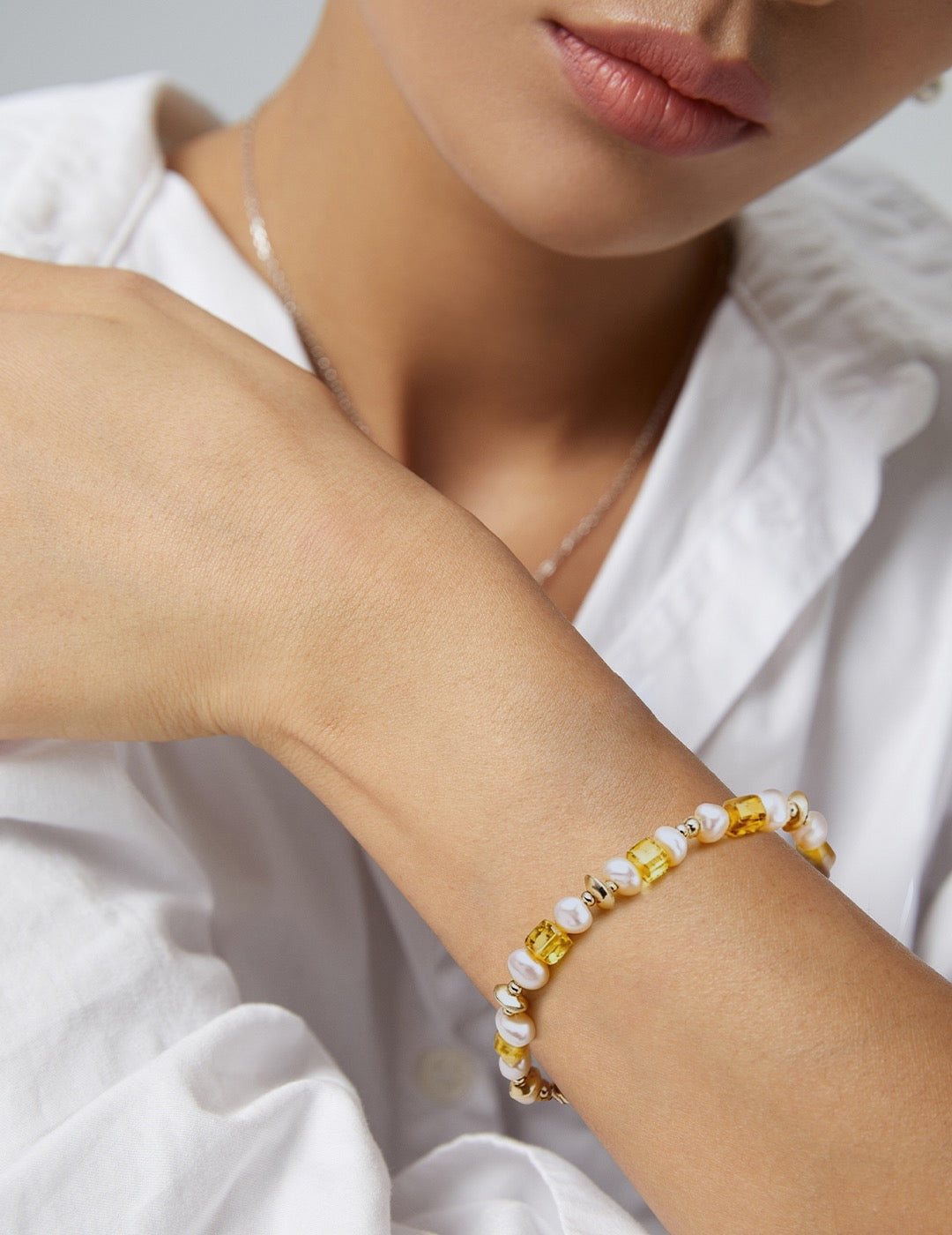 Amber & Champagne Pearl Soleil Doré Bracelet