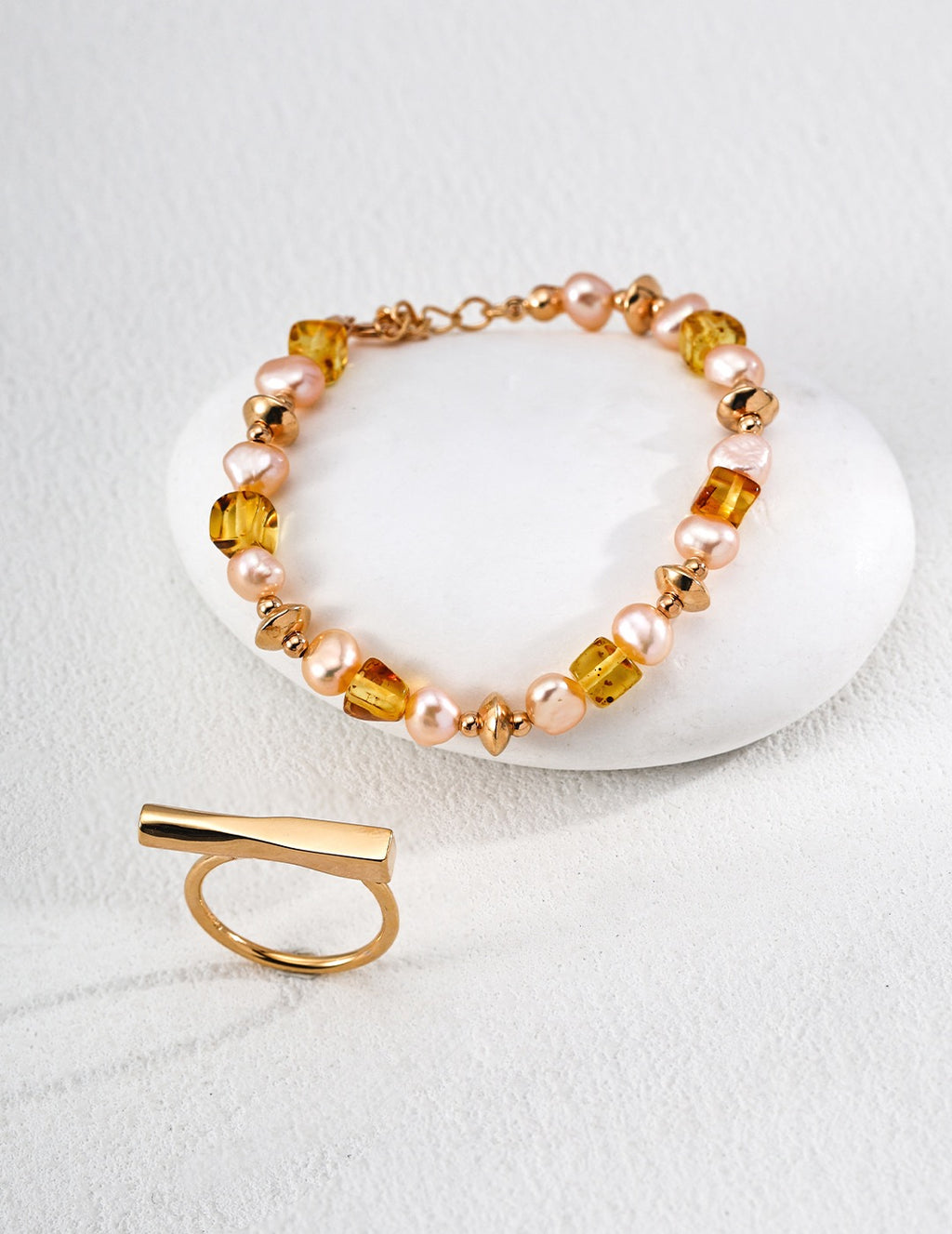 Amber & Champagne Pearl Soleil Doré Bracelet