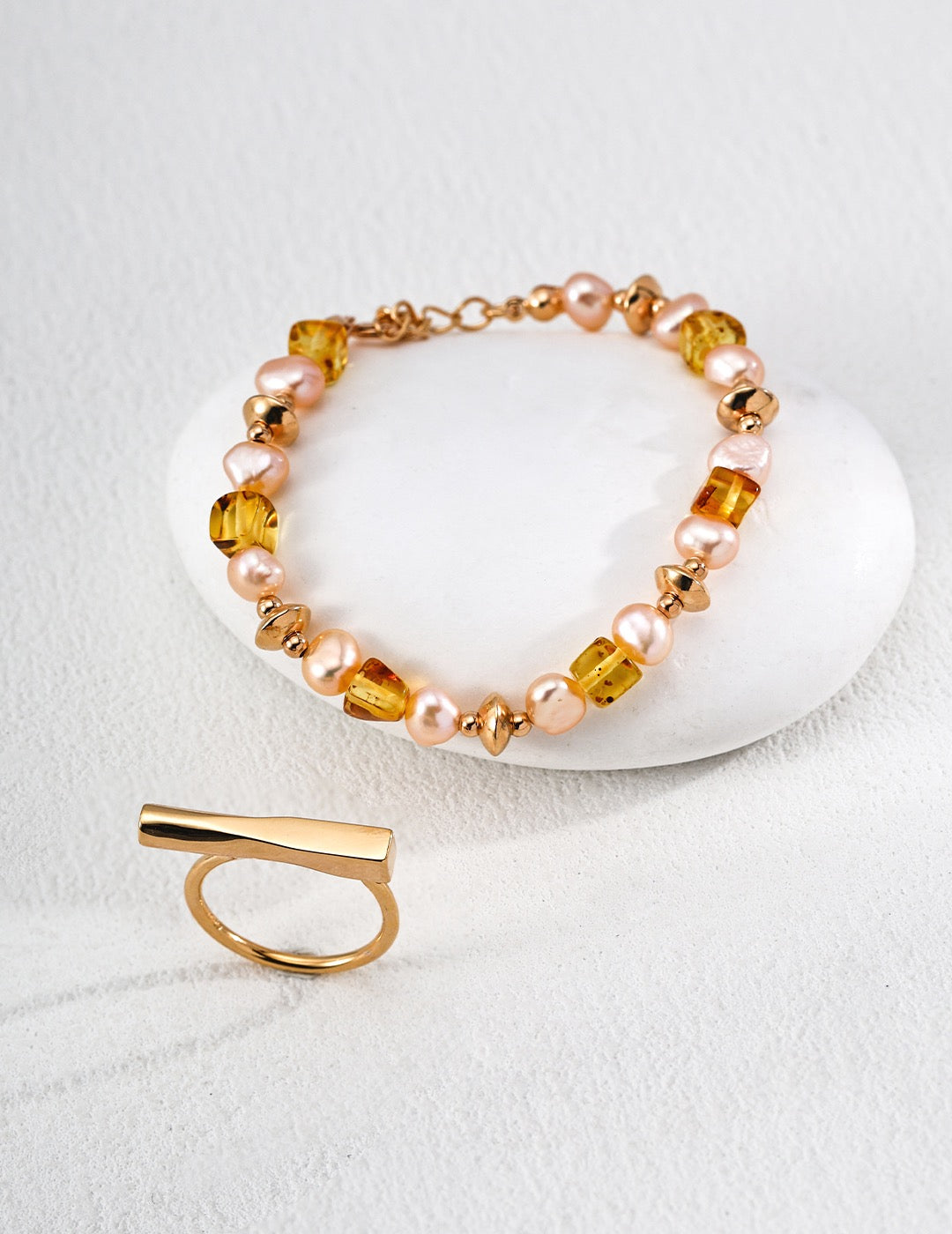 Amber & Champagne Pearl Soleil Doré Bracelet