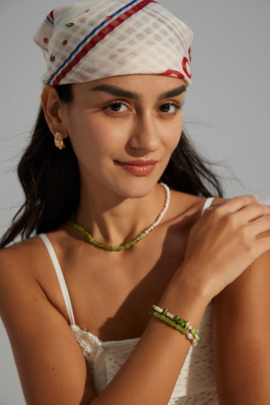 Green Resin & Pearl Forêt Émeraude Bracelet