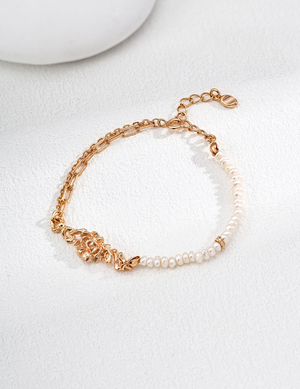 Pearl & Paperclip Rose Papillon Bracelet