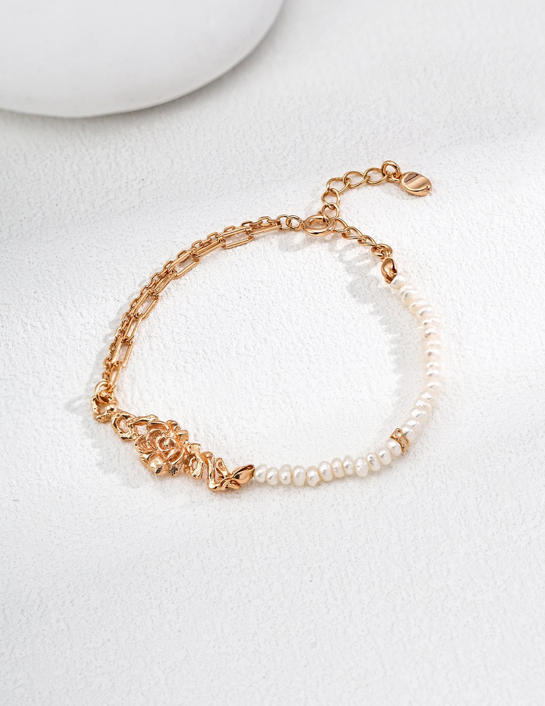 Pearl & Paperclip Rose Papillon Bracelet