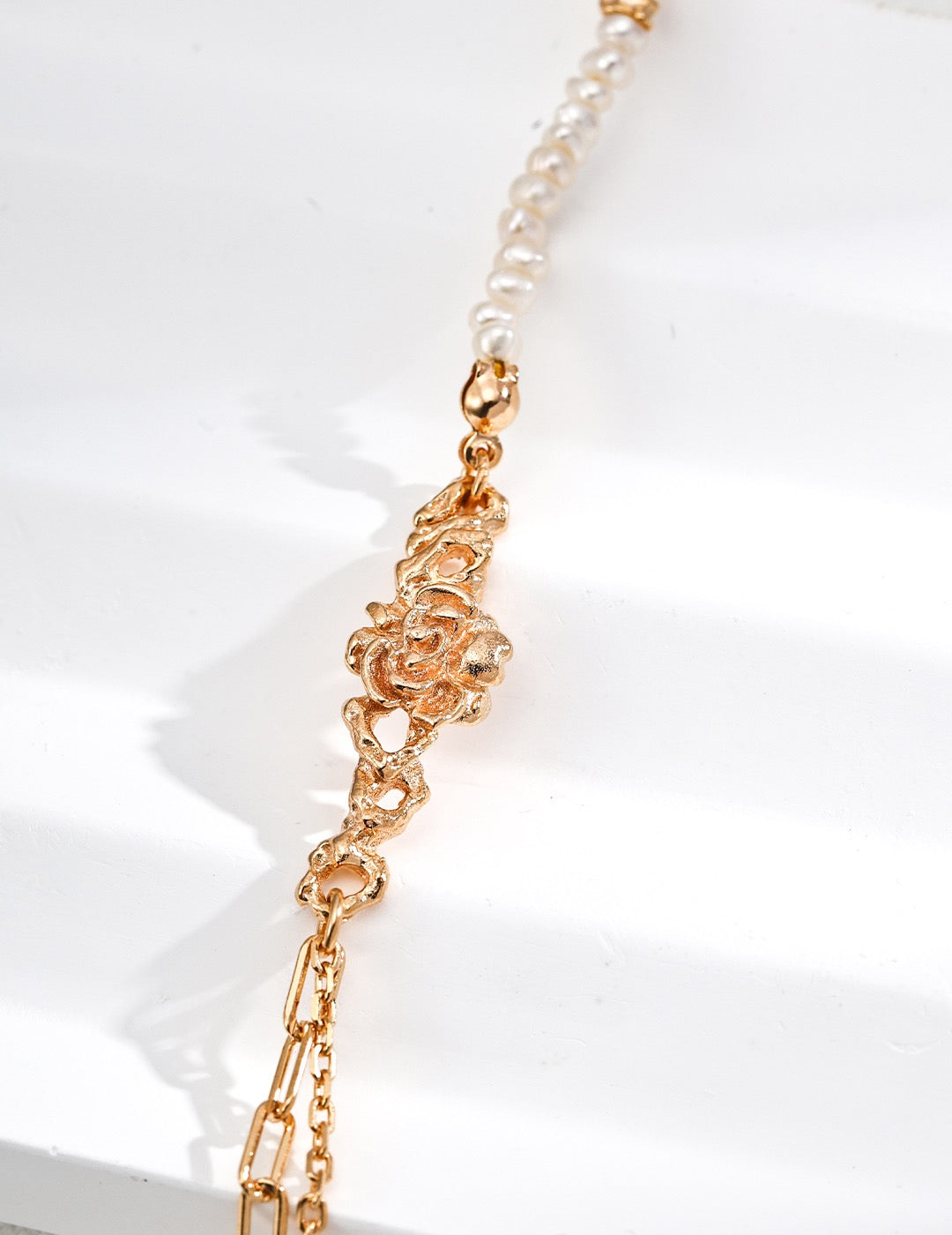 Pearl & Paperclip Rose Papillon Bracelet