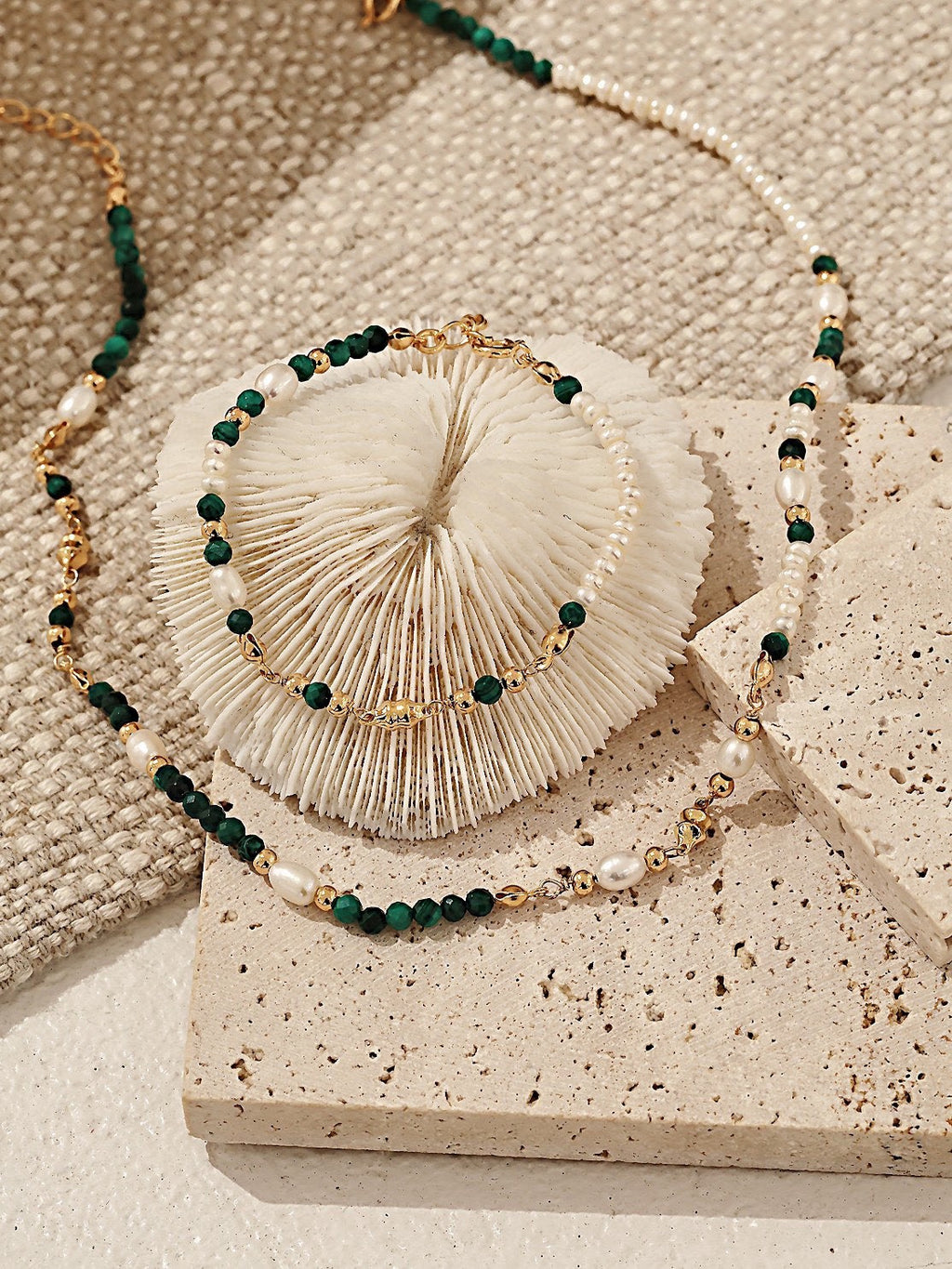 Pearl & Malachite Jardin Vert Bracelet