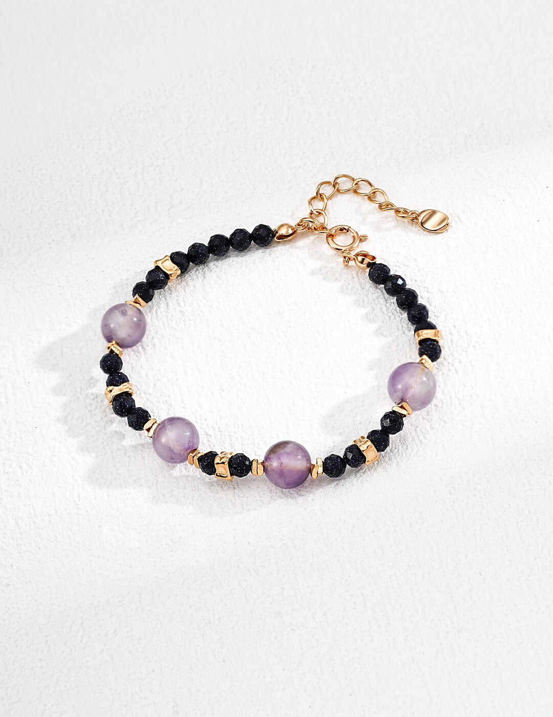 Amethyst & Black Sandstone Nuit Violette Bracelet