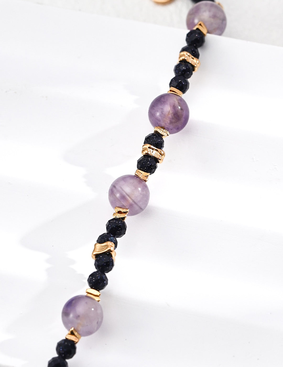 Amethyst & Black Sandstone Nuit Violette Bracelet