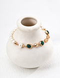 Malachite & Pearl Gold Link Bracelet