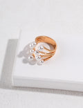Triple-Strand Pearl Cluster Ring