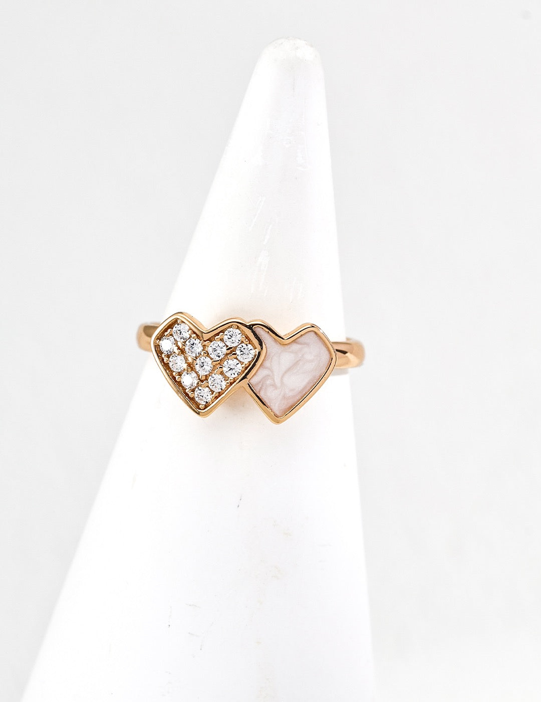 Two Hearts Open Ring