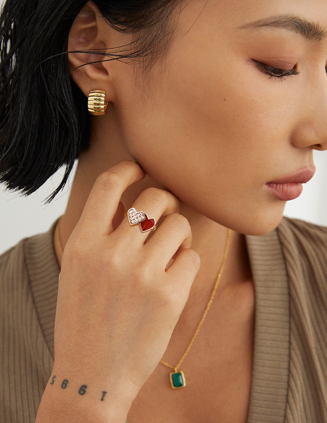 Two Hearts Open Ring