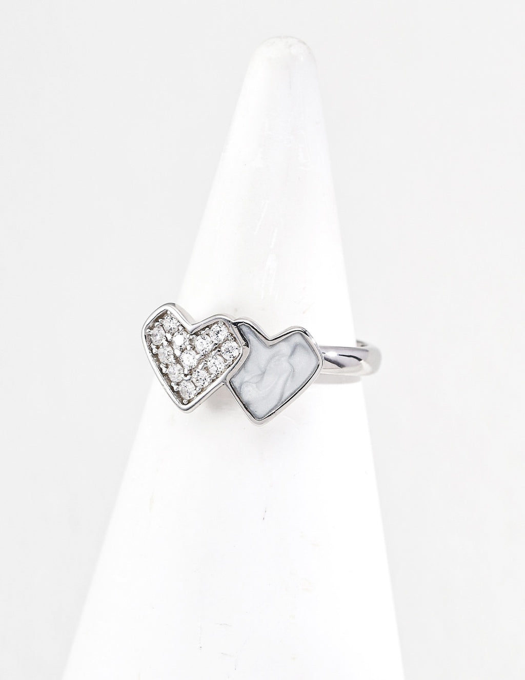 Two Hearts Open Ring
