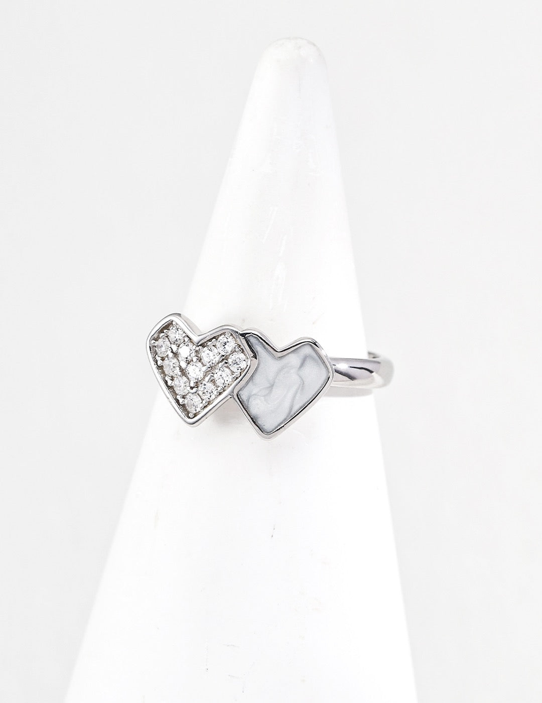 Two Hearts Open Ring