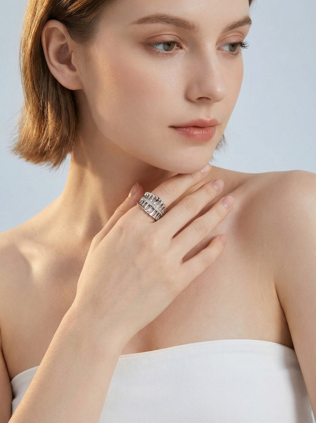 Lattice Arch Wide Band Ring