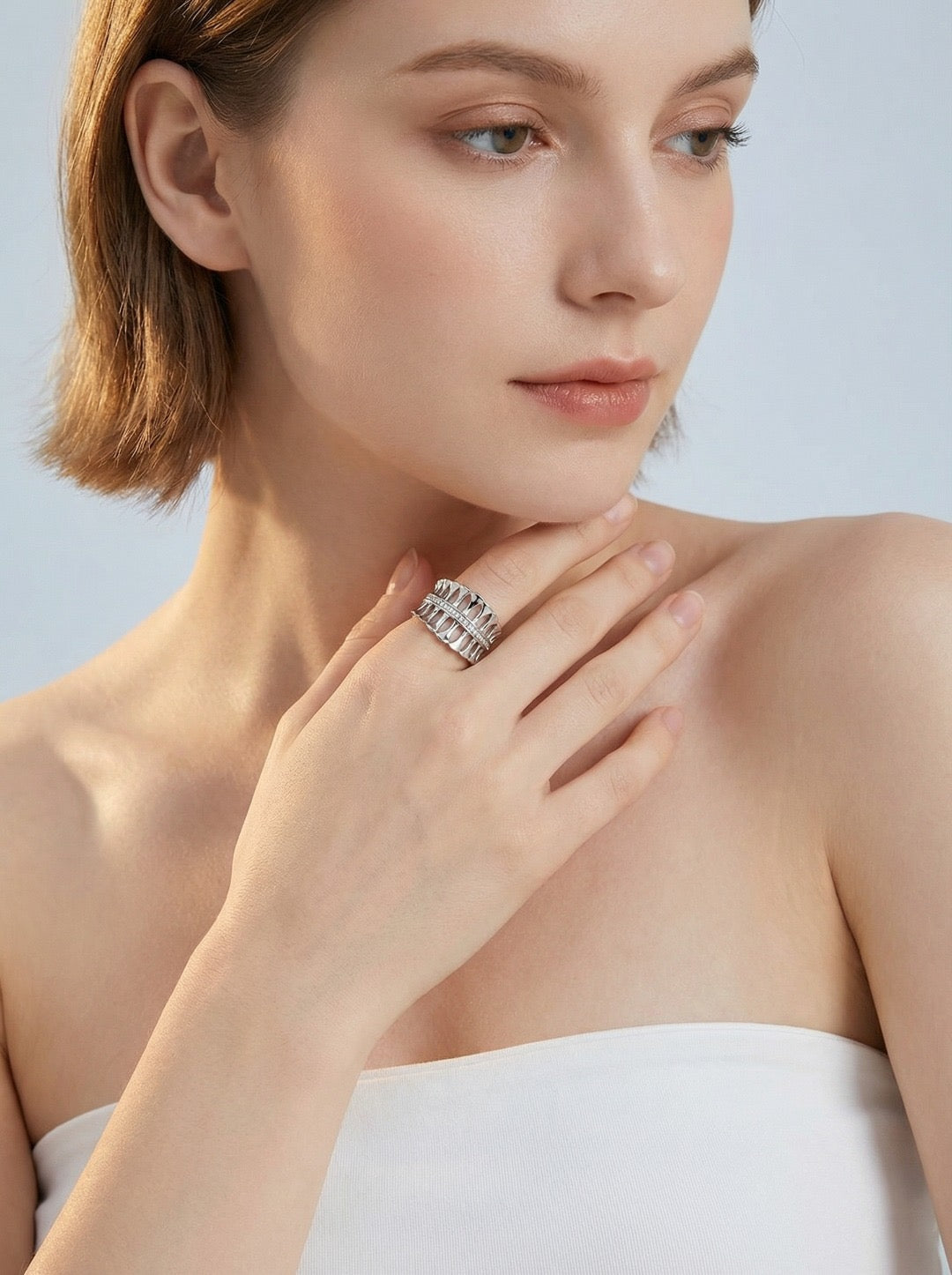 Lattice Arch Wide Band Ring