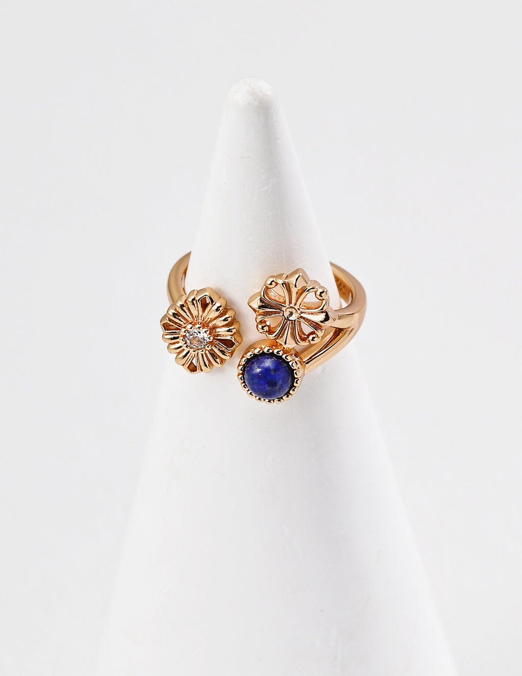Floral Garden Lapis & CZ Open Ring
