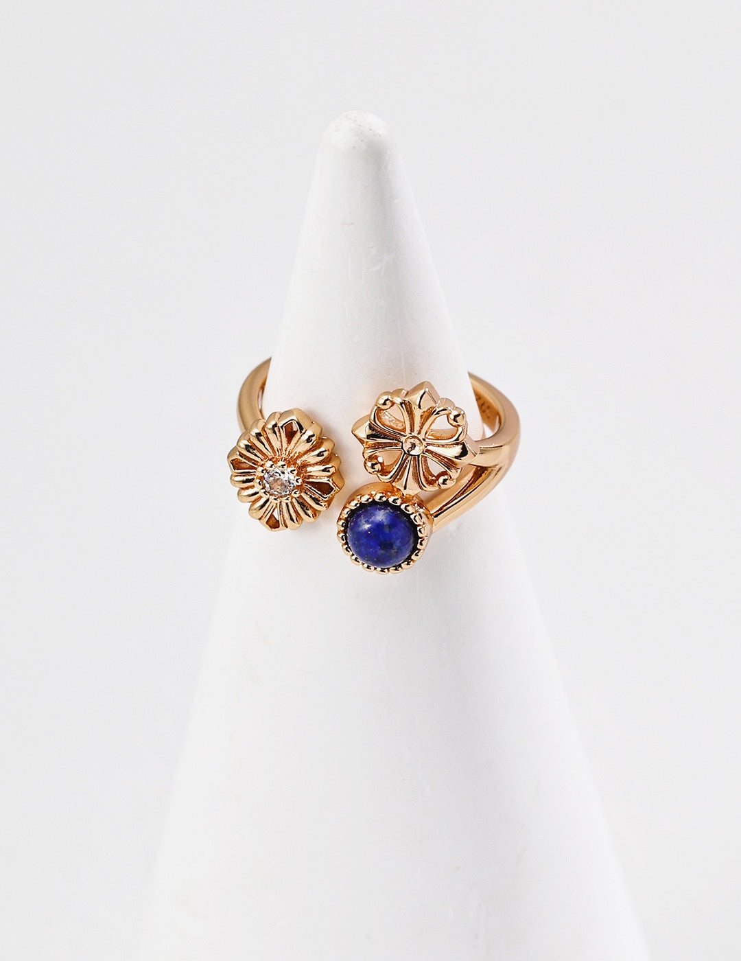 Floral Garden Lapis & CZ Open Ring
