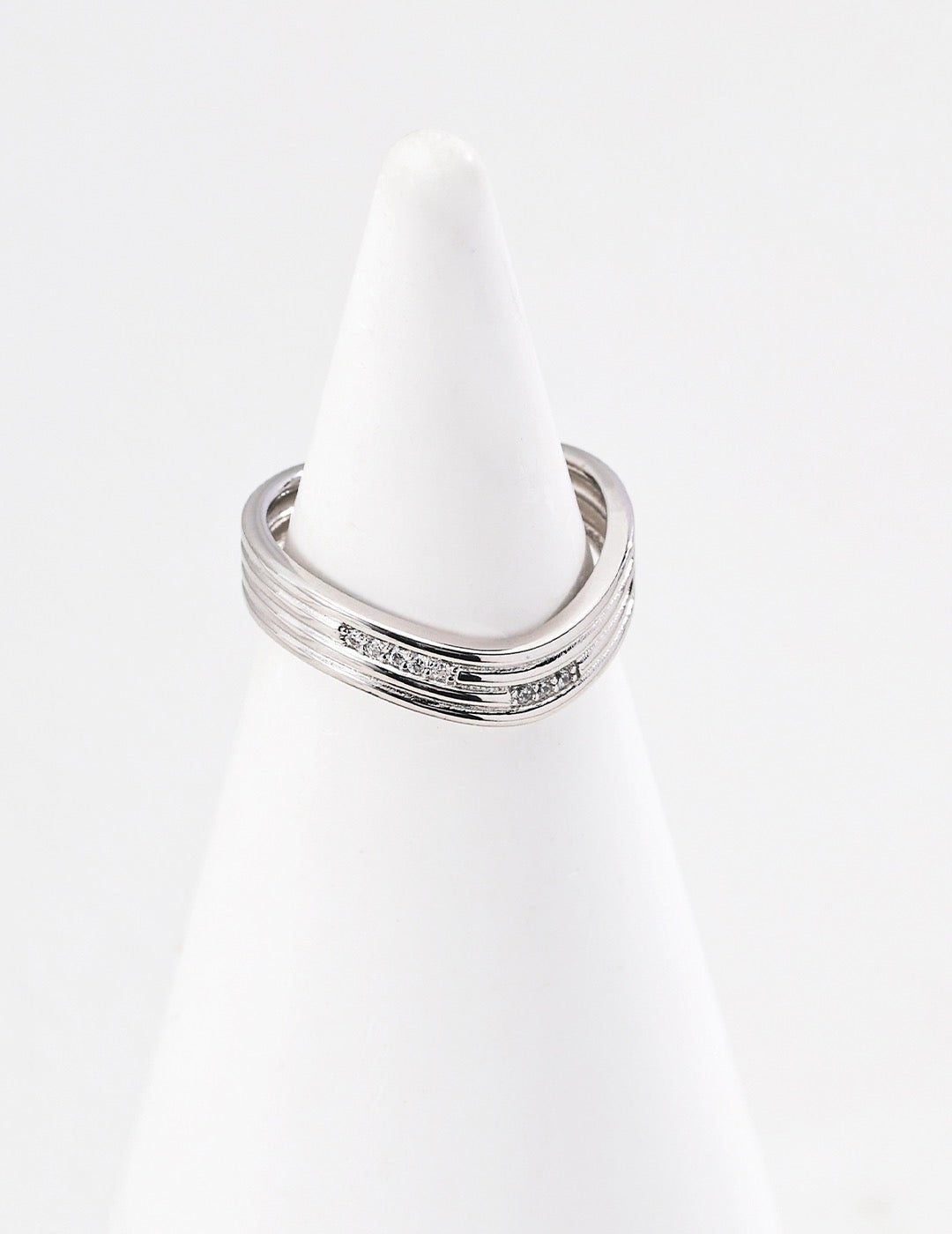Triple Rail CZ Open Band Ring