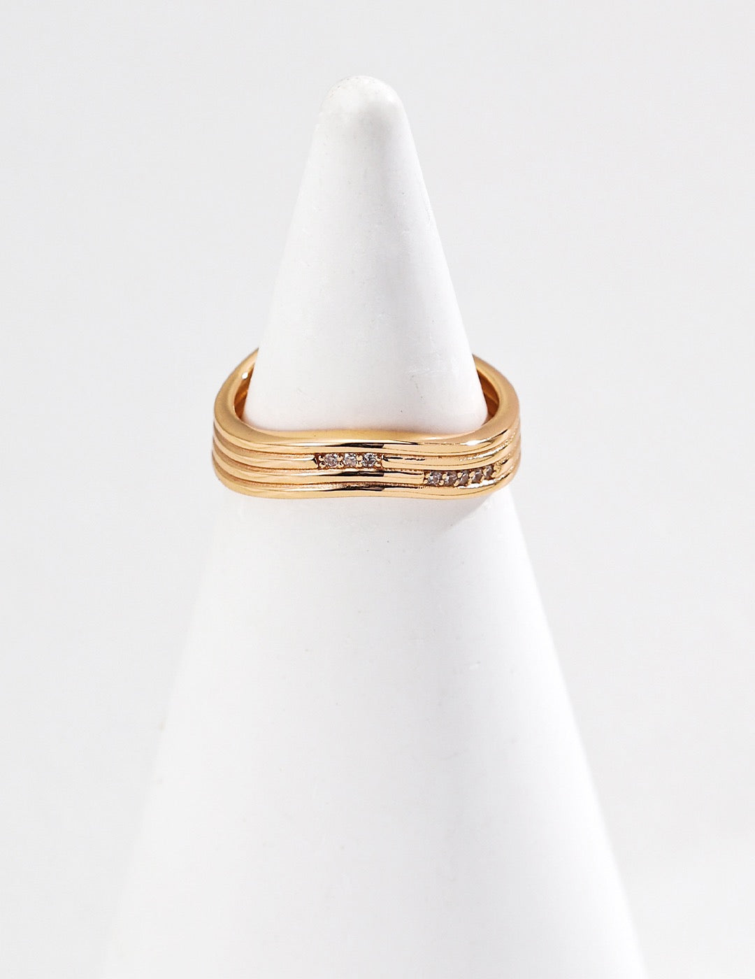 Triple Rail CZ Open Band Ring