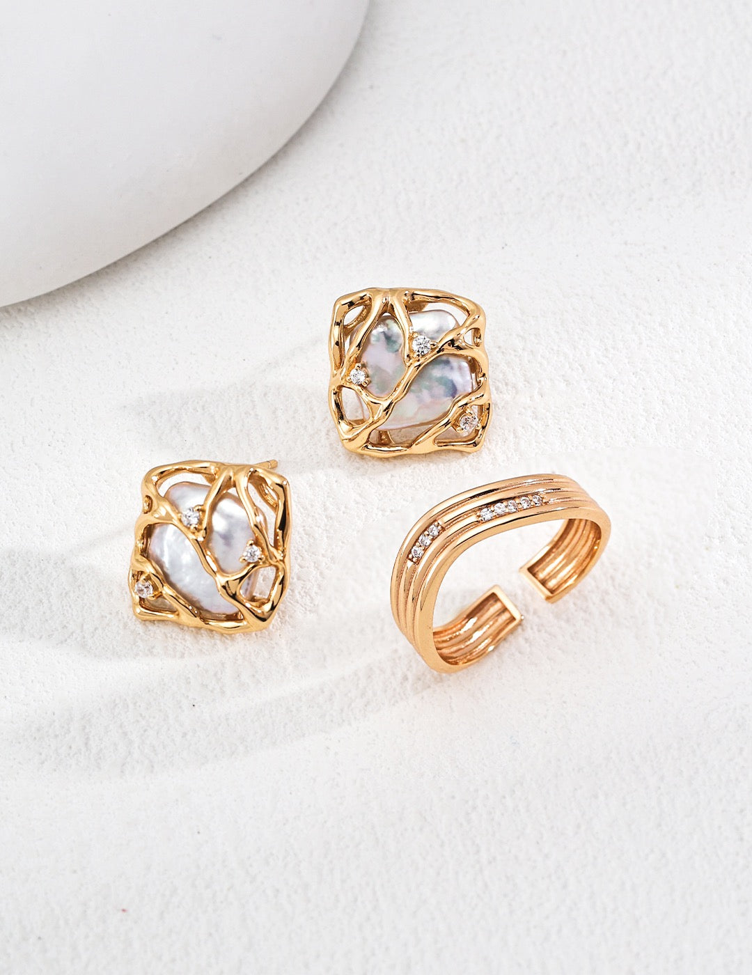 Triple Rail CZ Open Band Ring