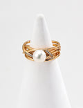 Woven Vine Pearl & CZ Wide Open Ring