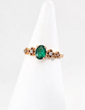 Emerald Oval Floral Accent Ring